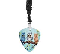 Owls on A Branch Guitar Pick Necklace Exquisite Titanium Steel Personalized Necklaces Cool Pendant Necklaces Fashion Guitar Pick Holder Necklace Unique Gifts for Adult