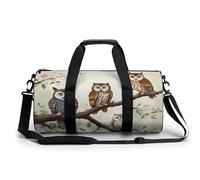 Owls on A Branch Gym Bag for Men Women Water Resistant Duffle Bag Travel Lightweight Bag for Travel Sports, white, 17.7in/9in/9in