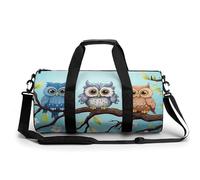 Owls on A Branch Gym Bag for Men Women Water Resistant Duffle Bag Travel Lightweight Bag for Travel Sports, white, 17.7in/9in/9in