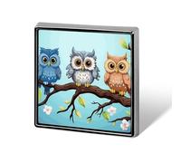 Owls on A Branch Square Lapel Pin Women's Novelty Buttons & Pins Metal Badge Cute Brooch Pin Retro Pinback Badge Fashion Bag Pins for Hat Backpacks Tie Suit Wedding Party Accessory