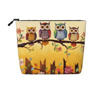 Owls On A Branch Sunny Cosmetic Bag for Women- Portable Travel Organiser, Toiletry Bag with Zip Closure