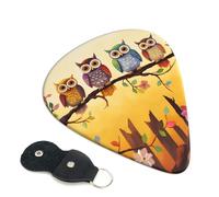 Owls On A Branch Sunny Guitar Picks 6-Pack - Pick Set (0.46mm / 0.71mm / 0.96mm) Suitable For Guitar And Ukulele Playing