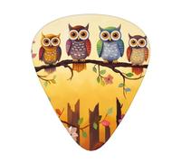 Owls On A Branch Sunny Guitar Plectrums, 12 Pcs Lightweight Guitar Plectrums, 0.46mm/0.71mm/0.96mm Thickness For Acoustic Guitar Acoustic Electric Guitar Ukulele Bass