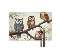 Owls on A Branch Table Mats Set Placemats Washable Individuales para Mesa De Comedor