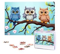 Owls On A Branch Wooden Puzzles 1000 Pieces Personalized Jigsaw Puzzle For Adults Interesting Custom Photo Puzzles Gift For Holiday Birthday Wedding Anniversay