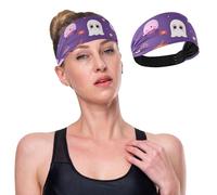 Owls on Purple Colorful Spooky Characters Wide Headbands for Women Non Slip Soft Elastic Hair Bands Yoga Running Sports Workout Gym Head Wraps, African Turbans Bandana