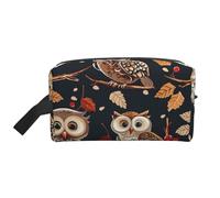 Owls on Tree Branche Printed Makeup Bag Large Travel Cosmetic Bags Waterproof Cosmetic Case Toiletry Bag Organizer for Women Mom Girls