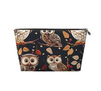 Owls on Tree Branche Printed Travel Cosmetic Bags with Silver Zipper Makeup Organizer Cosmetic Case Toiletry Bag for Women Mom Girls
