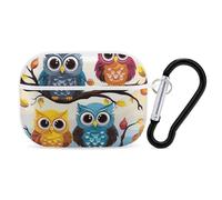Owls on Tree Branches Airpod Pro Case Cover Wireless Earbuds Case Protective Cover with Keychain Compatible with AirPods 1st & 2nd Generation Full Protective, Front LED Visible White