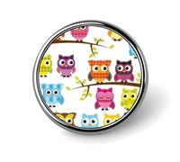 Owls on Tree Branches Button Pin Personalized Metal Lapel Pins Badges Classic Round Brooch Pin Novelty Unique Enamel Pins Cute Funny Pinback Button Badge for Jackets Backpacks Bags Coat