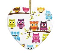 Owls On Tree Branches Christmas Ornaments Tree Decorations Hanging Ornaments Heart Ceramic Outdoor Indoor Home Decor