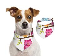 Owls On Tree Branches,Pet Bib Scarf Cats Dog Bandana Dogs Towel Bib Adjustable Pet Scarf,M