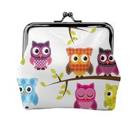 Owls on Tree Branches Print Compact Coin Purse Exquisite Kiss Lock Wallet Cute Mini Pouch Coins Cards Wallet