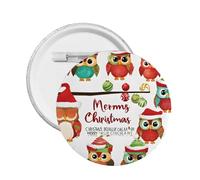 Owls on Tree Branches -Print Custom Round Enamel Pin - Alloy Metal Lapel Badge For Jacket, Bag, Gift Idea.