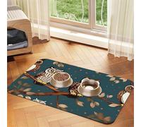 Owls on Tree Branches print PU Leather Feeding Mat for Dogs Cats Pet Food Mat Absorbent Non-Slip Rubber Bottom