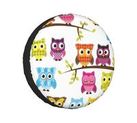 Owls on Tree Branches Print Spare tires cover,Universal Fit for Trailer SUV Trucks and other vehicles(60-83 cm)