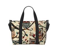 Owls on Tree Branches Printed Travel Bag Duffle Bag for Men Women, Large Water Resistant Gym Bag Weekend Holdall Bag with Shoulder Strap