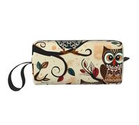 Owls on Tree Branches Printed Travel Makeup Bag Portable Cosmetic Bag Makeup Case Toiletry Handbag Organiser for Women