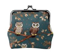 Owls on Tree Branches small wallets woman,wallets for women,coin purse for women,small womens wallet,with zipper and kiss lock, Black, One Size, Art Deco