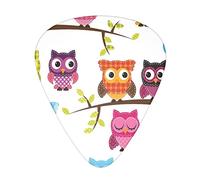 Owls on Tree Branches The guitar pick, for acoustic, electric, bass guitars - natural touch, 12 pack, multi-color.