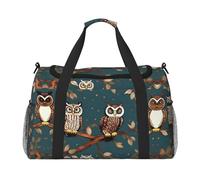 Owls On Tree Branches Travel Bag, Weekender Bags For Women Men For Outdoor Adventures, Ideal For Camping And Hiking, Black, One Size
