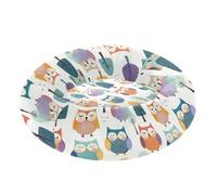 Owls Pattern with Forest Donut Dog Bed Round Cat Bed Orthopedic Washable Anti-Slip Donut Pet Beds with Removable Cover Medium