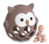 Owls Shape Teething Toys for Baby, Food Grade Silicone Sensory Chew Teether for Autistic Children, Teething Relief Toys for Newborn Babies 3 6 12 18 Months Boys Girls Easter Baby Shower Gifts, Brown