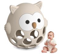 Owls Shape Teething Toys for Baby, Food Grade Silicone Sensory Chew Teether for Autistic Children, Teething Relief Toys for Newborn Babies 0 3 6 12 18 Months Boys Girls Easter Baby Shower Gifts, Beige