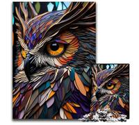 Owls Vision Stained Glass Jigsaw Puzzles for Adults 1000 Piece Challenging Puzzles Challenging Brain Teaser for Teenagers Family Game Night Fun 1000 PCS(75x50cm)