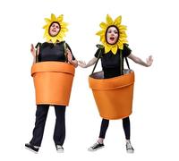 Owl's-Yard Women's Sunflower Flower Pot Costume For Adults With Headpiece - Garden Theme Party Cosplay (Auburn, One Size)