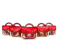OWLSOME Trendybag Red and Blue Top-handle Party Goodie bags, Grip n’ Seal gift bags with Stand-up bottom, Birthday Bags, 20 Pcs (Small, Red)