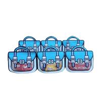 OWLSOME Trendybag Red and Blue Top-handle Party Goodie bags, Grip n’ Seal gift bags with Stand-up bottom, Birthday Bags, 20 Pcs (Large, Blue)