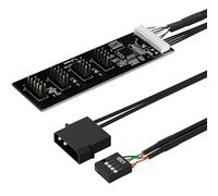 OwlTree 9 Pin USB Header Splitter with 5V IDE Power Cable, 4 Internal USB 2.0 Ports, Internal USB Hub Extension USB 2.0 Splitter Power Adapter 1 to 4 for Motherboard 23.5inch