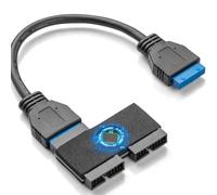 OwlTree Upgraded USB 3.0 Header Splitter, Motherboard USB 3.0 Splitter, Motherboard 19Pin 20 Pin Header 1 to 2 HUB Extension Cable with Chip, Stable and Reliable