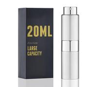 owlyee Cologne Travel Bottle 20ml - Large Size Perfume Atomizer Refillable for Men - Pocket Empty Fragrance Sprayer for Refill - 0.67oz Portable Twist Spray Sample Container for Purse Silver