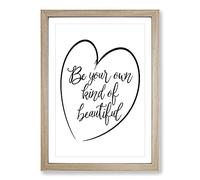 Own Kind of Beautiful Typography Framed Print | A2 Oak Framed Wall Art | Ready to Hang | Modern Positive Affirmations Picture | Living Room Bedroom Lounge Office