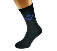 OWN MAKE Pair of Masonic with G Design Printed in Blue on Cotton Rich Socks