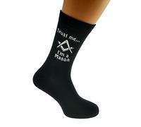 OWN MAKE Trust me I'm a Mason printed with Masonic without G Design Mens Black Cotton Rich Socks