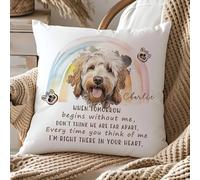 Own Photo Personalised Custom Bespoke Memorial Memory Cushion Pet Loss Throw Pillow Dog Puppy Pup Cover Insert Name Comfort Message Rainbow Bridge Printed Personalized Sympathy Gift