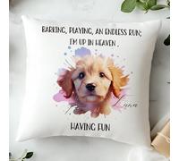 Own Photo Personalised Custom Bespoke Memorial Memory Cushion Pet Loss Throw Pillow Dog Puppy Pup Cover Insert Name Comfort Message One of a Kind Printed Personalized Sympathy Gift