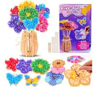 Own1one Arts and Craft Kits for Kids Age 4-11, Gifts for 5-12 Year Old Girls, Poke-in Art - Flower Bouquet & Butterfly & Vase, Creative Activity Education Toys for Girls