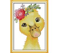 OWN4B Cross Stitch Kits Pre Printed, Beautiful Little Yellow Duck Stamped Pattern 11CT 8.3x10.6 inch DIY Embroidery Kit (Duck)