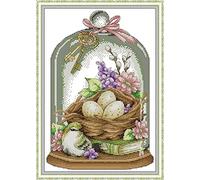OWN4B Cross Stitch Kits Pre Printed, Love Birds Stamped Pattern 11CT 13.8x18.1 inch DIY Embroidery Kit (Bird)