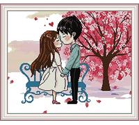 OWN4B Cross Stitch Kits Pre Printed, The Place of First Love Stamped Pattern 11CT 23.6x20.1 inch DIY Embroidery Kit (Lover)