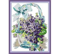 OWN4B Cross Stitch Kits Pre Printed, Violet Stamped Pattern 11CT 15.4x19.3 inch DIY Embroidery Kit (Violet)