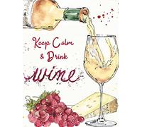 OWN4B Cross Stitch Kits Stamped, Keep Calm and Drink Wine Printed Pattern 11CT 15.0x18.9 inch DIY Embroidery Kit (Glass)
