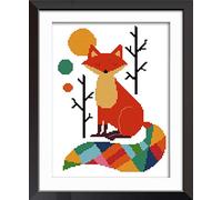 OWN4B Cross Stitch Kits Stamped, Seven Color Fox Printed Pattern 11CT 11.0x15.0 inch DIY Embroidery Kit