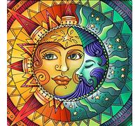 OWN4B Cross Stitch Kits Stamped, Sun and Moon Printed Pattern 11CT 14.2x14.2 inch DIY Embroidery Kit (Pattern)