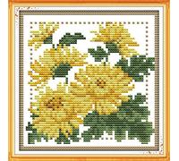 OWN4B Cross Stitch Kits Stamped, Twelve Months Flower-November Printed Pattern 11CT 8.3x8.3 inch DIY Embroidery Kit