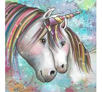 OWN4B Cross Stitch Kits Stamped, Unicorn Love Printed Pattern 11CT 14.2x14.2 inch DIY Embroidery Kit (Unicorns)